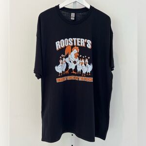 GILDAN DRY BLEND ROOSTER'S BLACK T-SHIRT NWOTS!